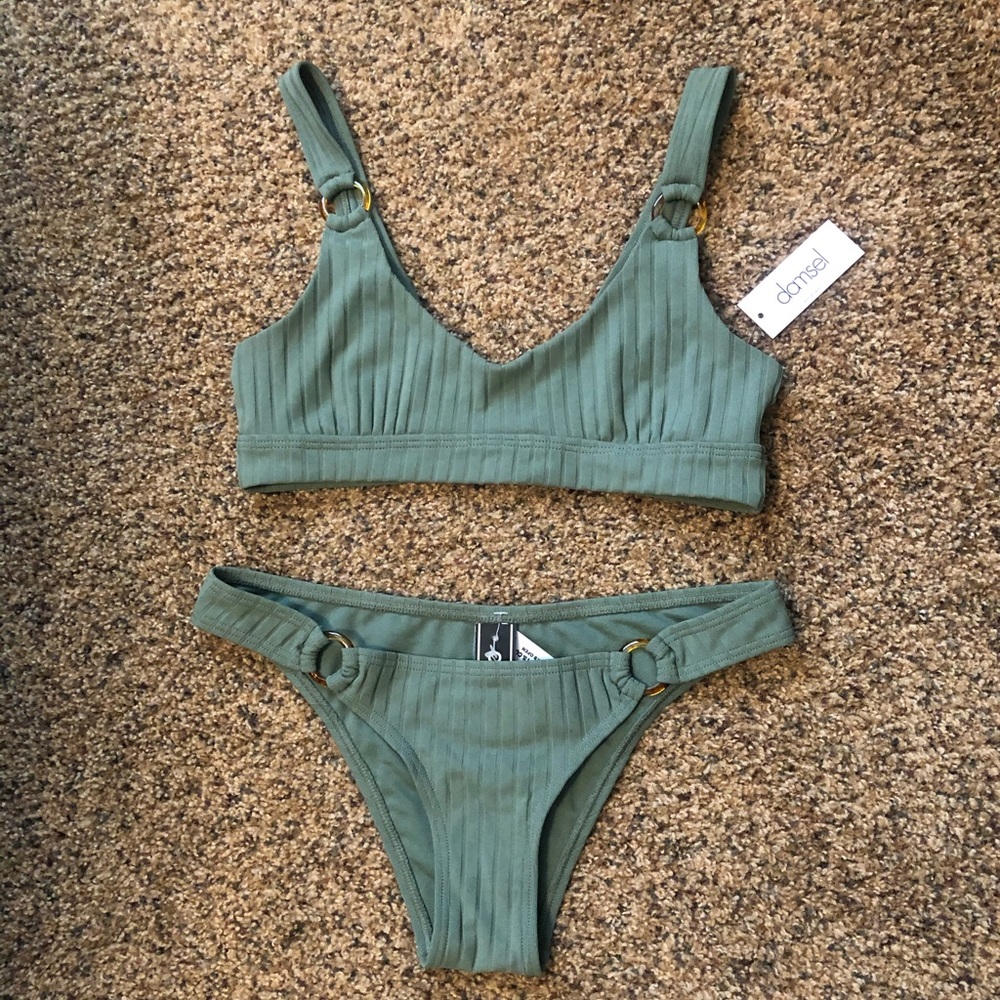 Olive Green ribbed bikini